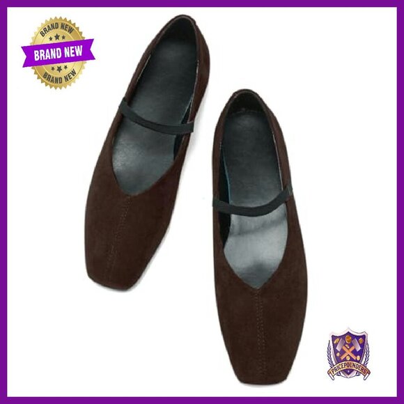 Women's Square Toe Mary Jane Ballet Flats Slip On Work Shoes Elastic Strap - Picture 5 of 8